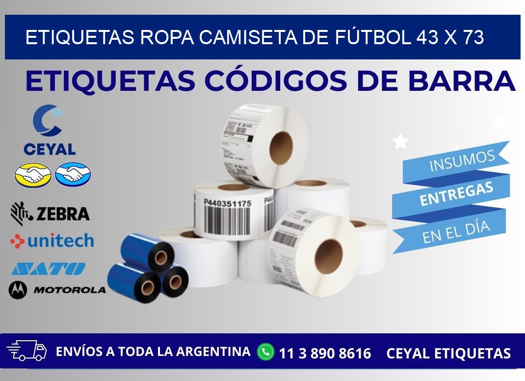 ETIQUETAS ROPA CAMISETA DE FÚTBOL 43 x 73