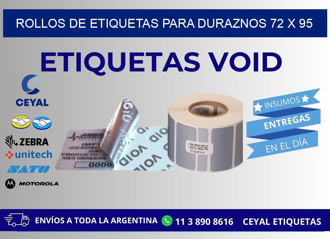 ROLLOS DE ETIQUETAS PARA DURAZNOS 72 x 95