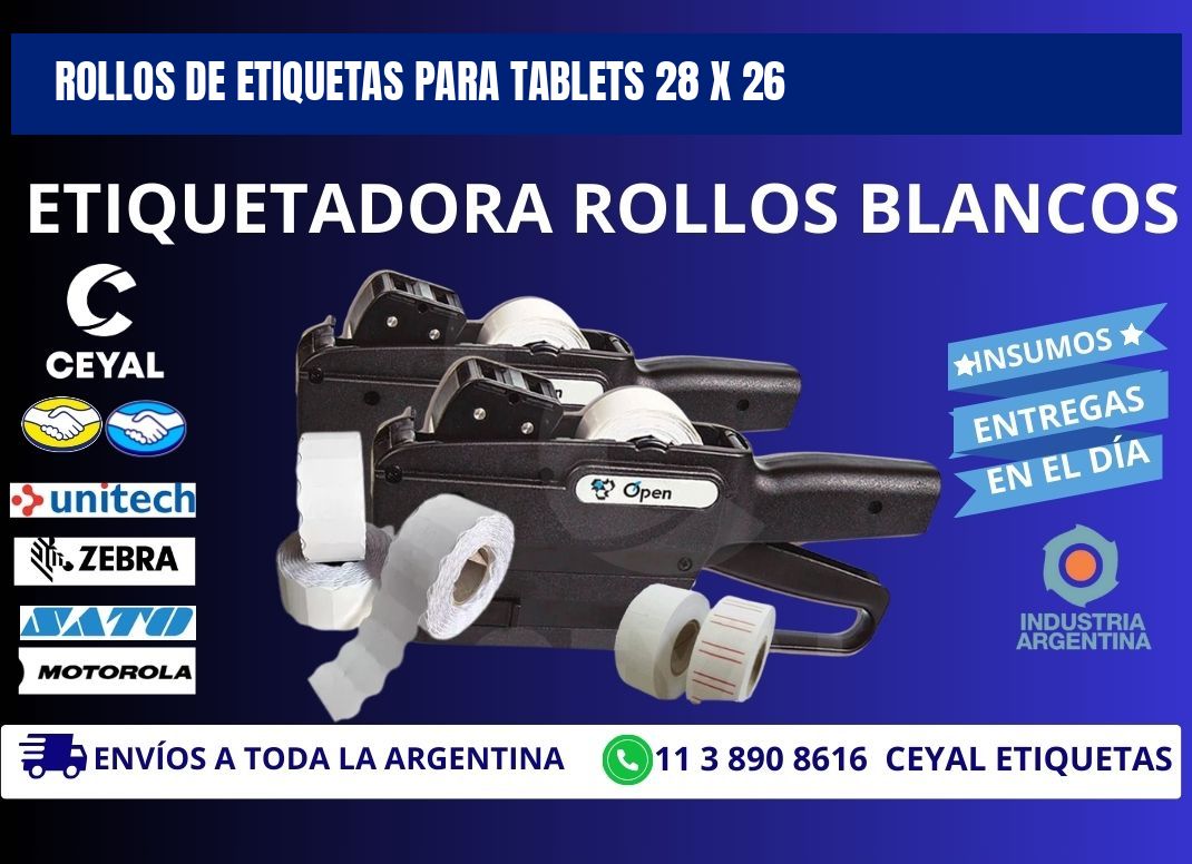 ROLLOS DE ETIQUETAS PARA TABLETS 28 x 26