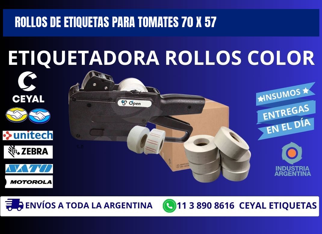 ROLLOS DE ETIQUETAS PARA TOMATES 70 x 57