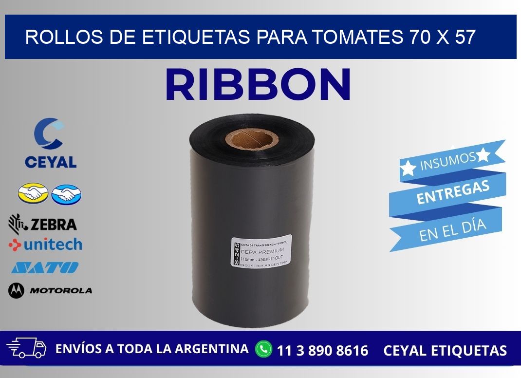 ROLLOS DE ETIQUETAS PARA TOMATES 70 x 57