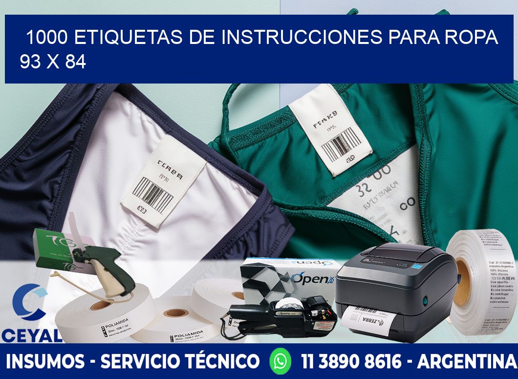 1000 ETIQUETAS DE INSTRUCCIONES PARA ROPA 93 x 84