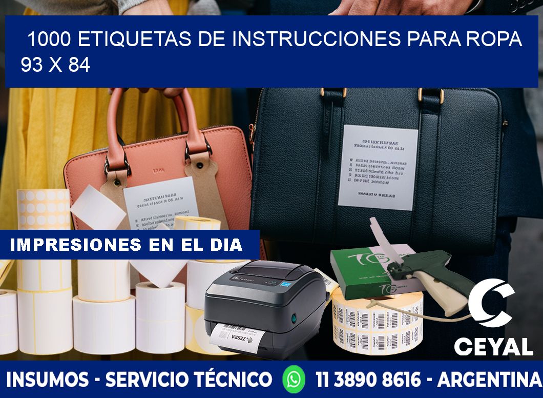 1000 ETIQUETAS DE INSTRUCCIONES PARA ROPA 93 x 84