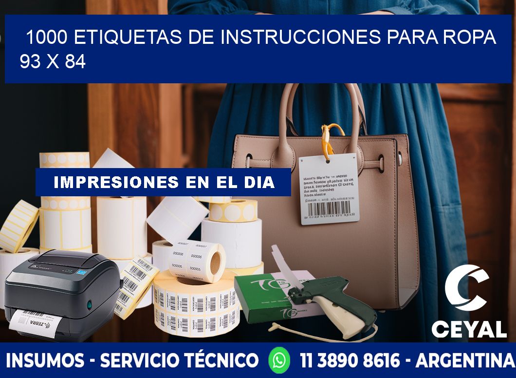 1000 ETIQUETAS DE INSTRUCCIONES PARA ROPA 93 x 84