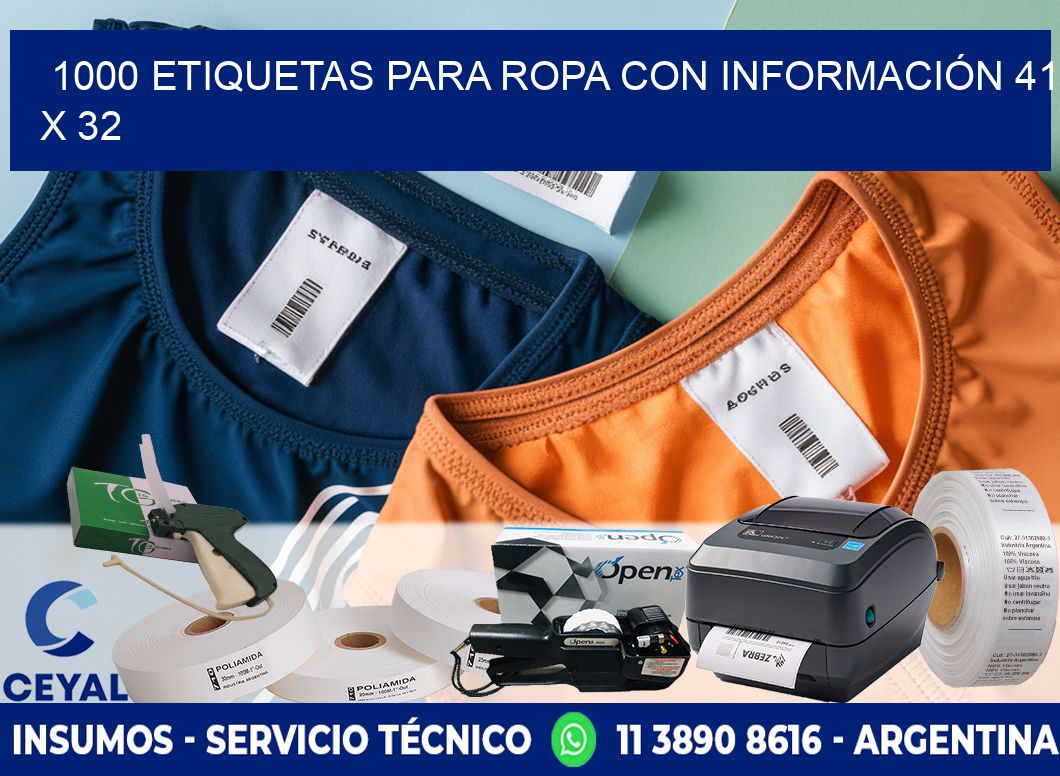 1000 ETIQUETAS PARA ROPA CON INFORMACIÓN 41 x 32