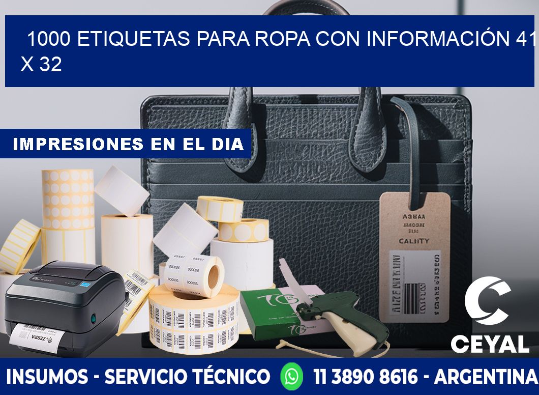 1000 ETIQUETAS PARA ROPA CON INFORMACIÓN 41 x 32