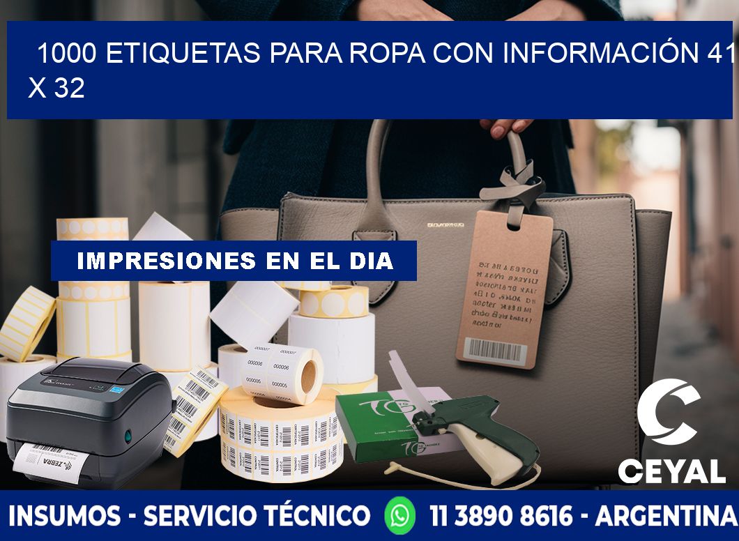 1000 ETIQUETAS PARA ROPA CON INFORMACIÓN 41 x 32