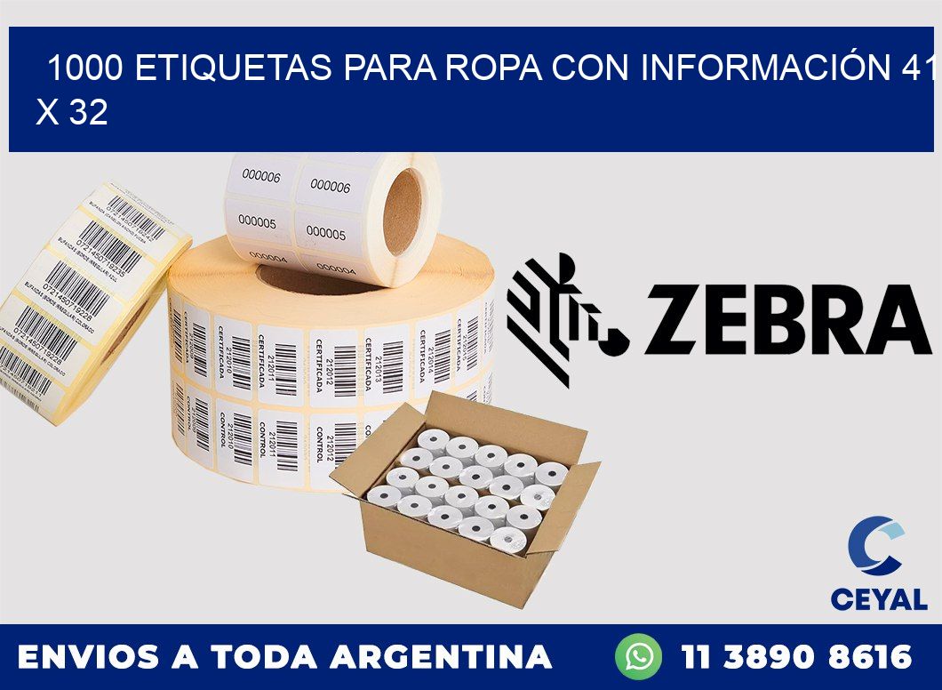 1000 ETIQUETAS PARA ROPA CON INFORMACIÓN 41 x 32