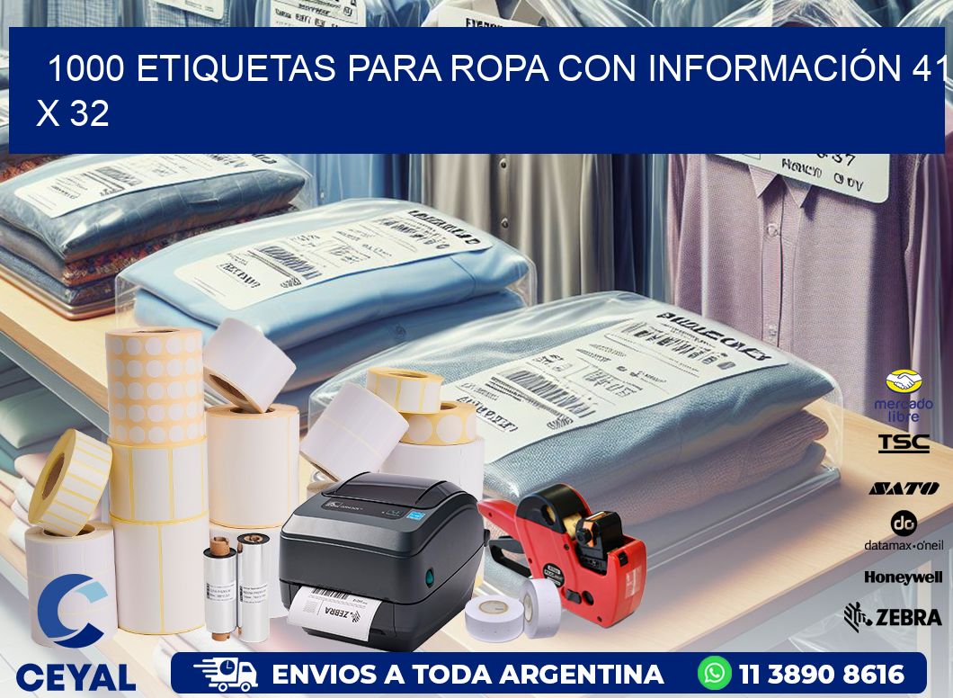 1000 ETIQUETAS PARA ROPA CON INFORMACIÓN 41 x 32