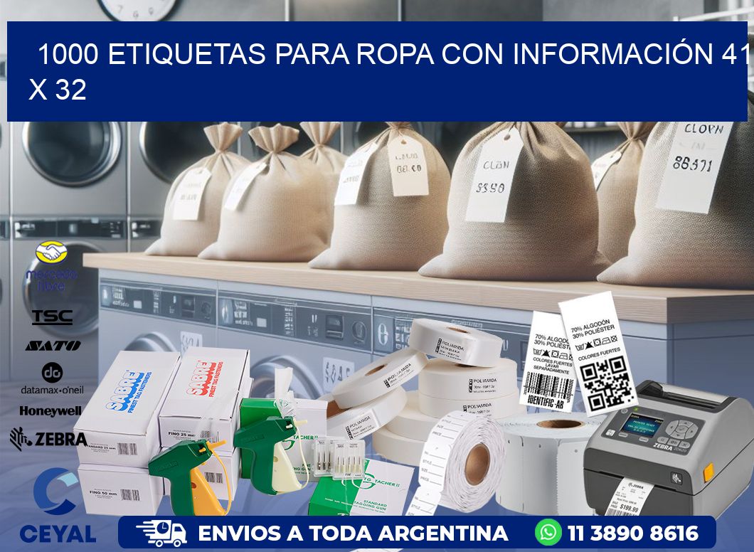 1000 ETIQUETAS PARA ROPA CON INFORMACIÓN 41 x 32