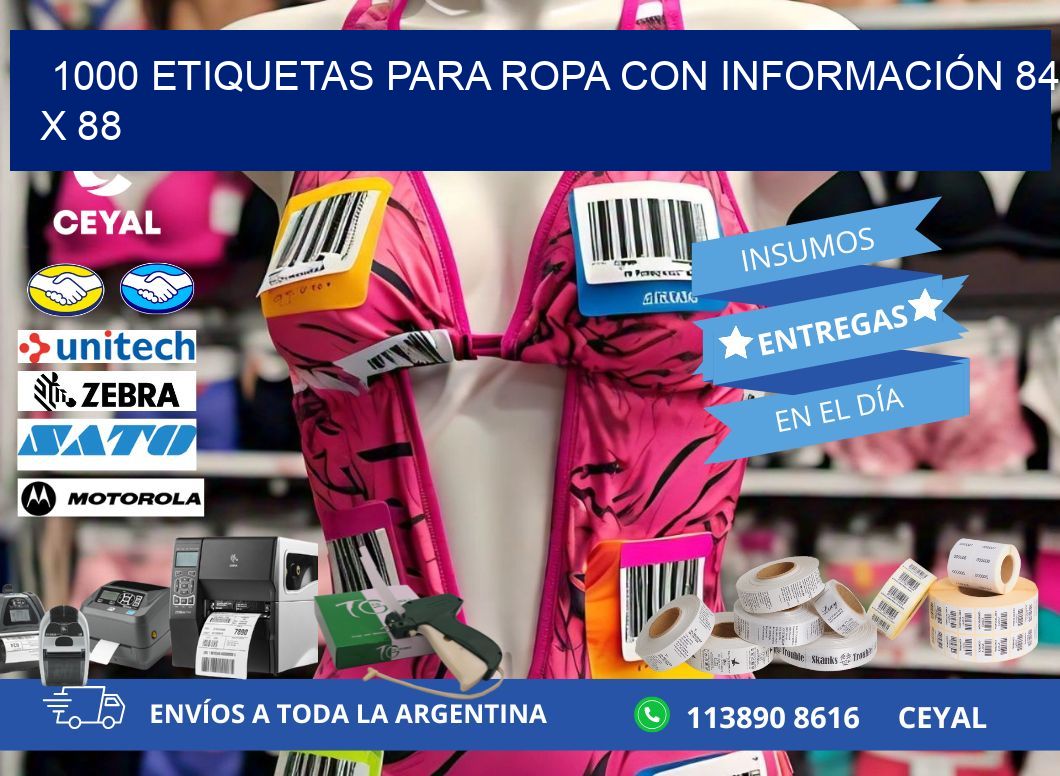 1000 ETIQUETAS PARA ROPA CON INFORMACIÓN 84 x 88