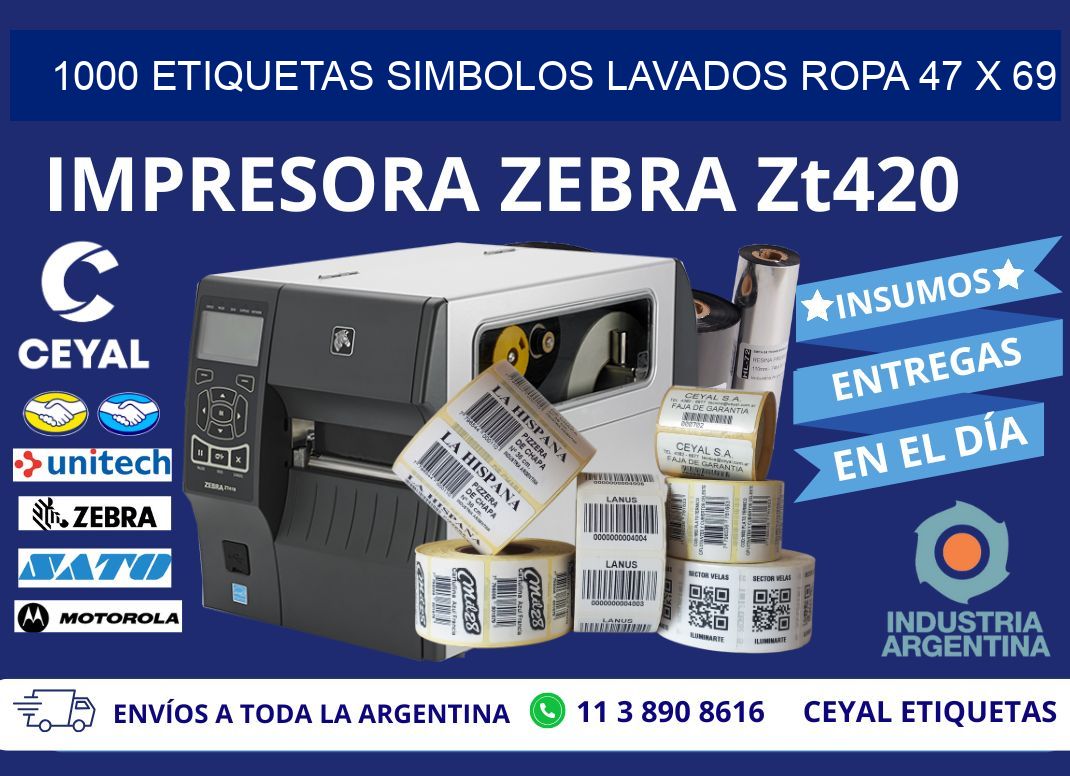 1000 ETIQUETAS SIMBOLOS LAVADOS ROPA 47 x 69