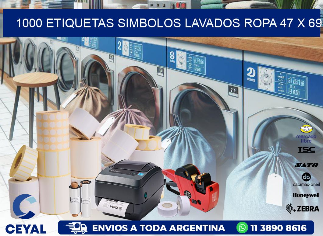 1000 ETIQUETAS SIMBOLOS LAVADOS ROPA 47 x 69