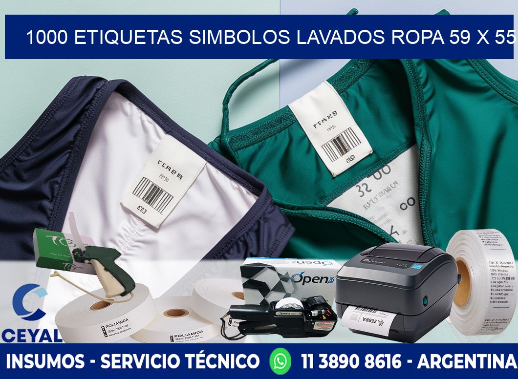 1000 ETIQUETAS SIMBOLOS LAVADOS ROPA 59 x 55