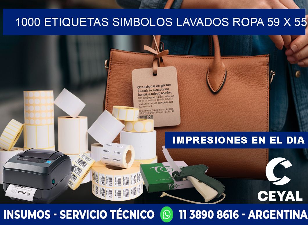 1000 ETIQUETAS SIMBOLOS LAVADOS ROPA 59 x 55