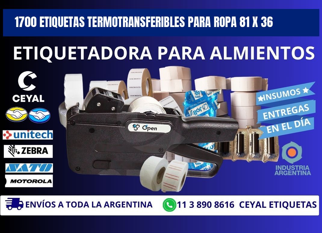 1700 ETIQUETAS TERMOTRANSFERIBLES PARA ROPA 81 x 36