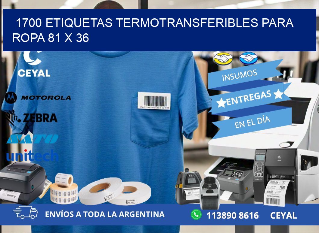 1700 ETIQUETAS TERMOTRANSFERIBLES PARA ROPA 81 x 36