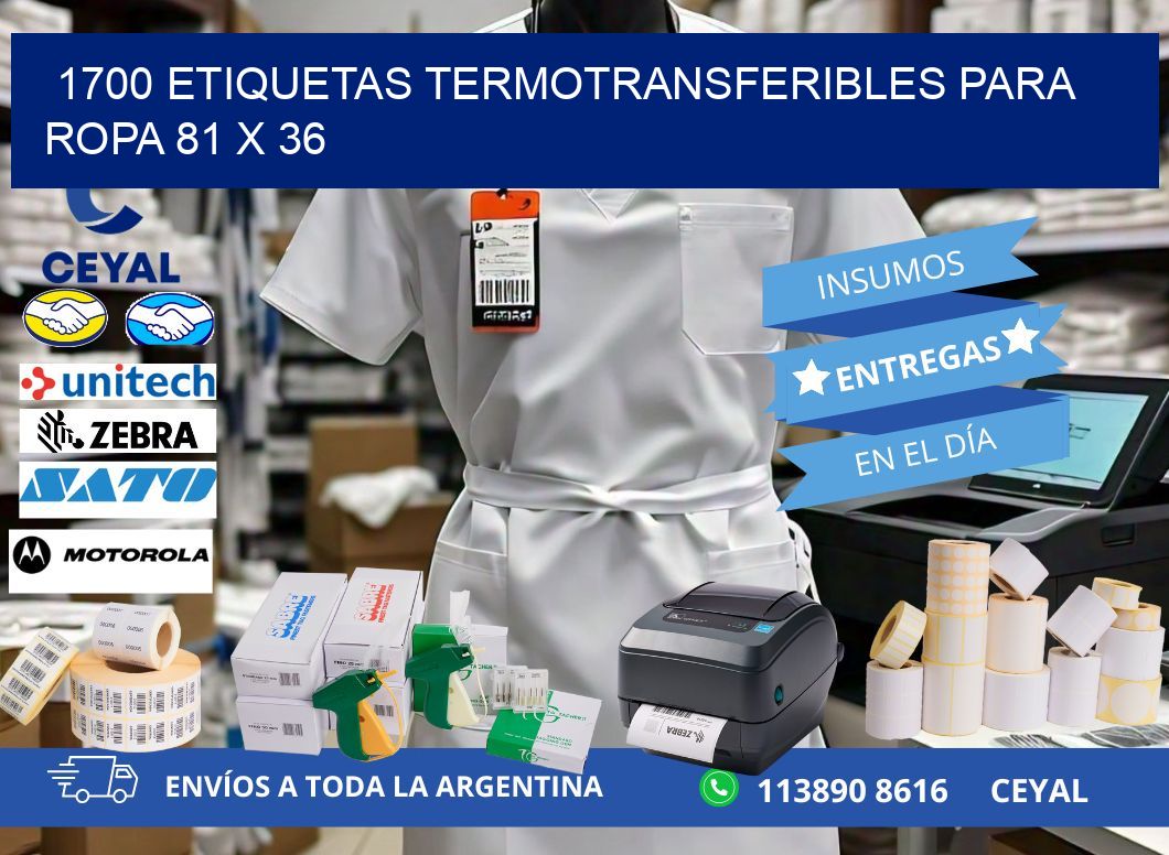 1700 ETIQUETAS TERMOTRANSFERIBLES PARA ROPA 81 x 36