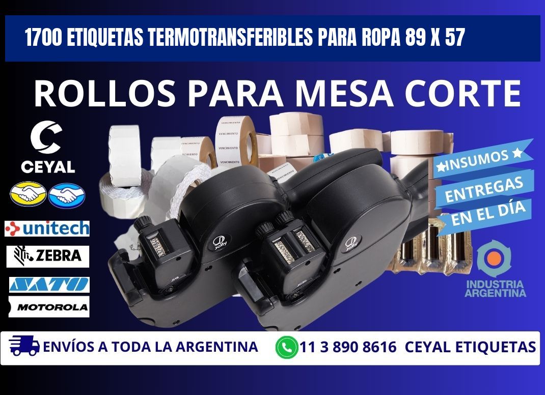 1700 ETIQUETAS TERMOTRANSFERIBLES PARA ROPA 89 x 57