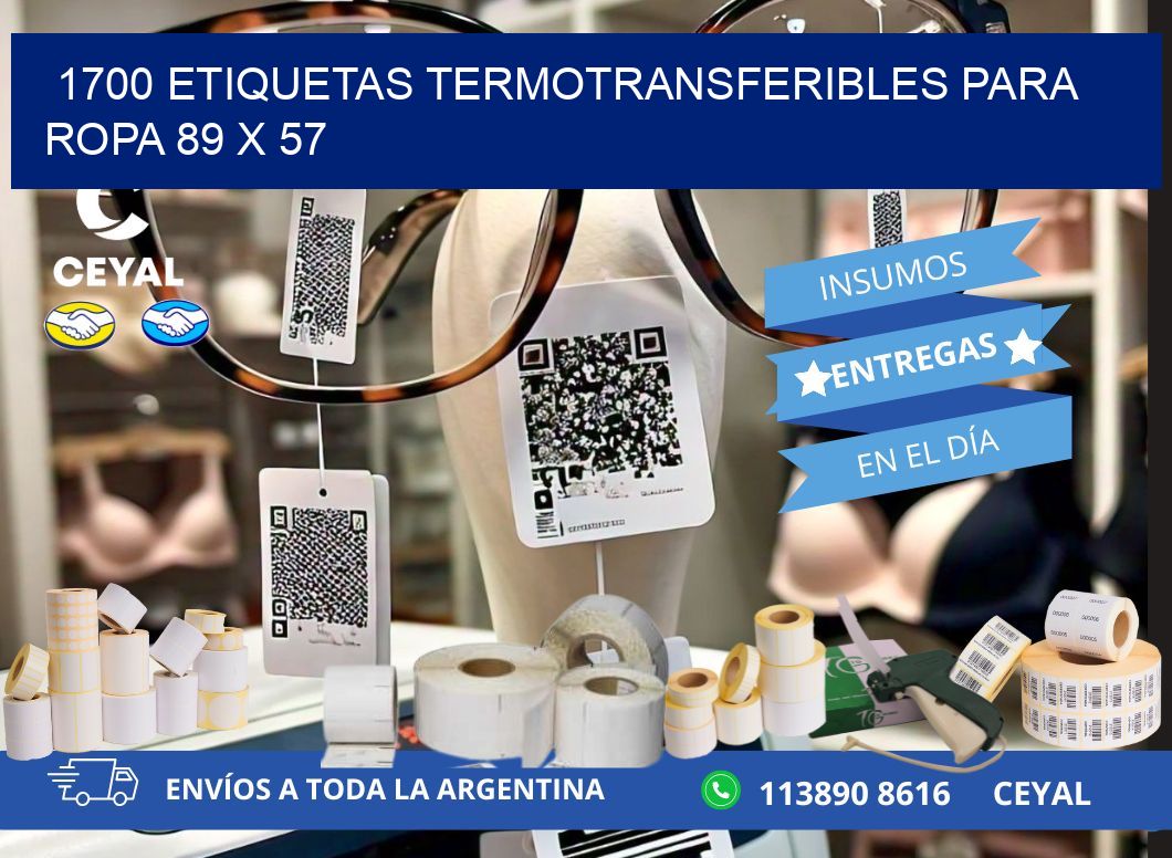 1700 ETIQUETAS TERMOTRANSFERIBLES PARA ROPA 89 x 57