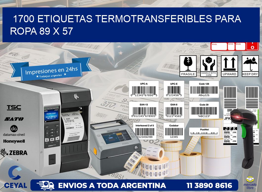 1700 ETIQUETAS TERMOTRANSFERIBLES PARA ROPA 89 x 57