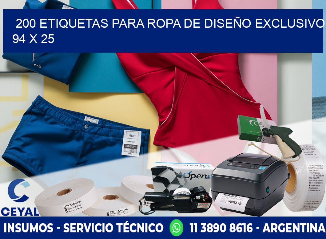 200 ETIQUETAS PARA ROPA DE DISEÑO EXCLUSIVO 94 x 25