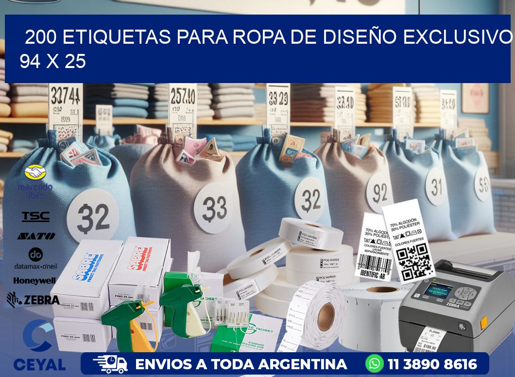 200 ETIQUETAS PARA ROPA DE DISEÑO EXCLUSIVO 94 x 25