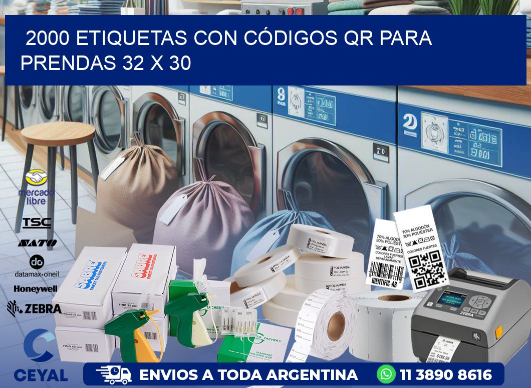 2000 ETIQUETAS CON CÓDIGOS QR PARA PRENDAS 32 x 30