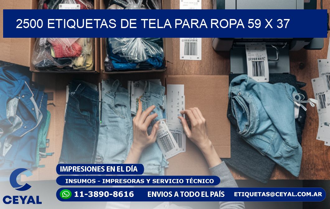 2500 ETIQUETAS DE TELA PARA ROPA 59 x 37