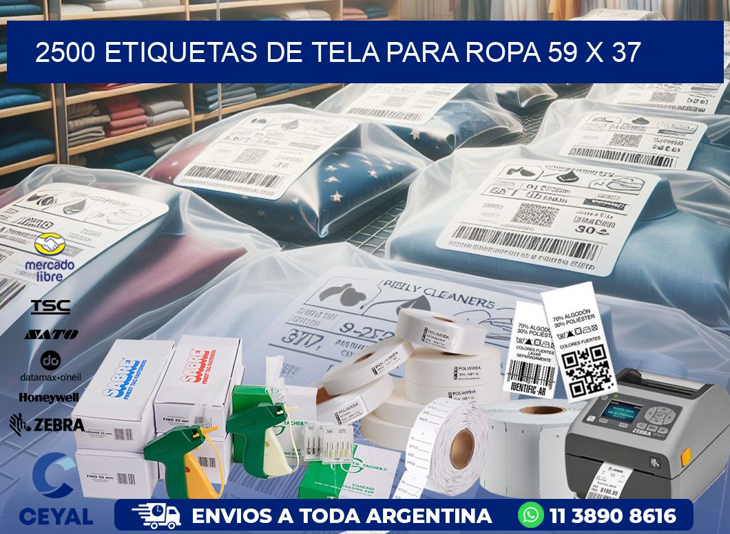 2500 ETIQUETAS DE TELA PARA ROPA 59 x 37