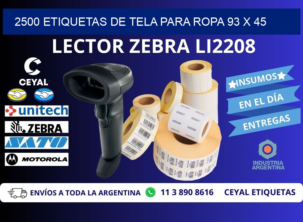 2500 ETIQUETAS DE TELA PARA ROPA 93 x 45