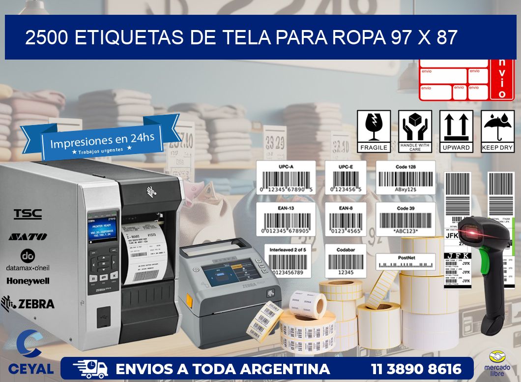 2500 ETIQUETAS DE TELA PARA ROPA 97 x 87