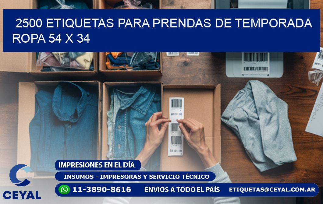 2500 ETIQUETAS PARA PRENDAS DE TEMPORADA ROPA 54 x 34