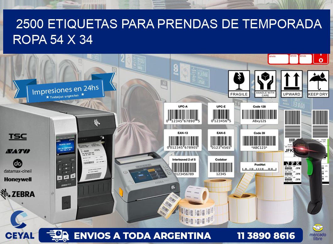 2500 ETIQUETAS PARA PRENDAS DE TEMPORADA ROPA 54 x 34