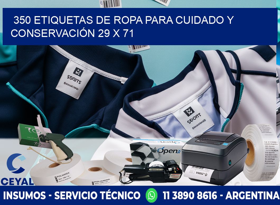 350 ETIQUETAS DE ROPA PARA CUIDADO Y CONSERVACIÓN 29 x 71