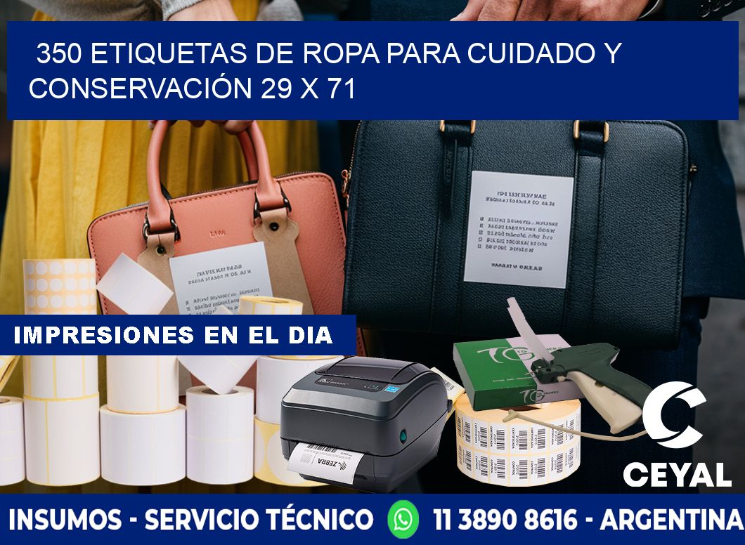 350 ETIQUETAS DE ROPA PARA CUIDADO Y CONSERVACIÓN 29 x 71