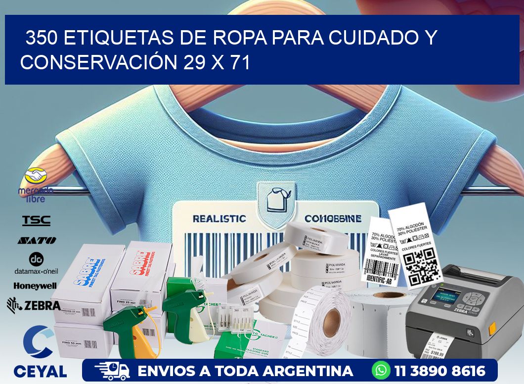 350 ETIQUETAS DE ROPA PARA CUIDADO Y CONSERVACIÓN 29 x 71