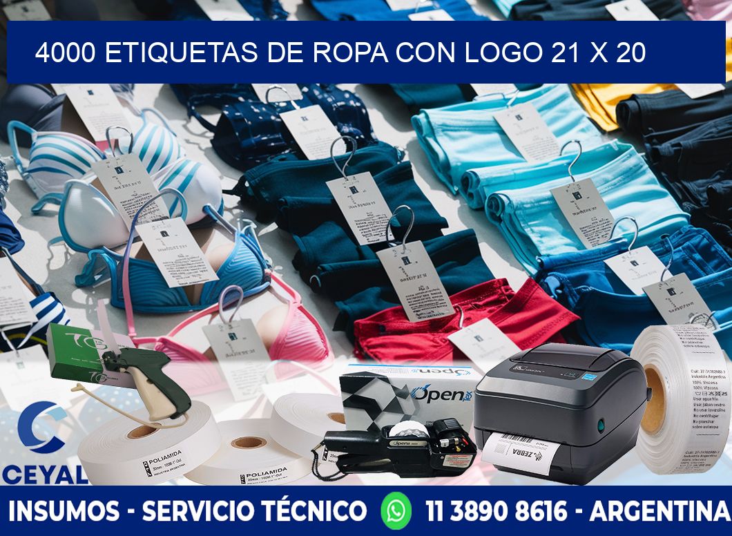 4000 ETIQUETAS DE ROPA CON LOGO 21 x 20