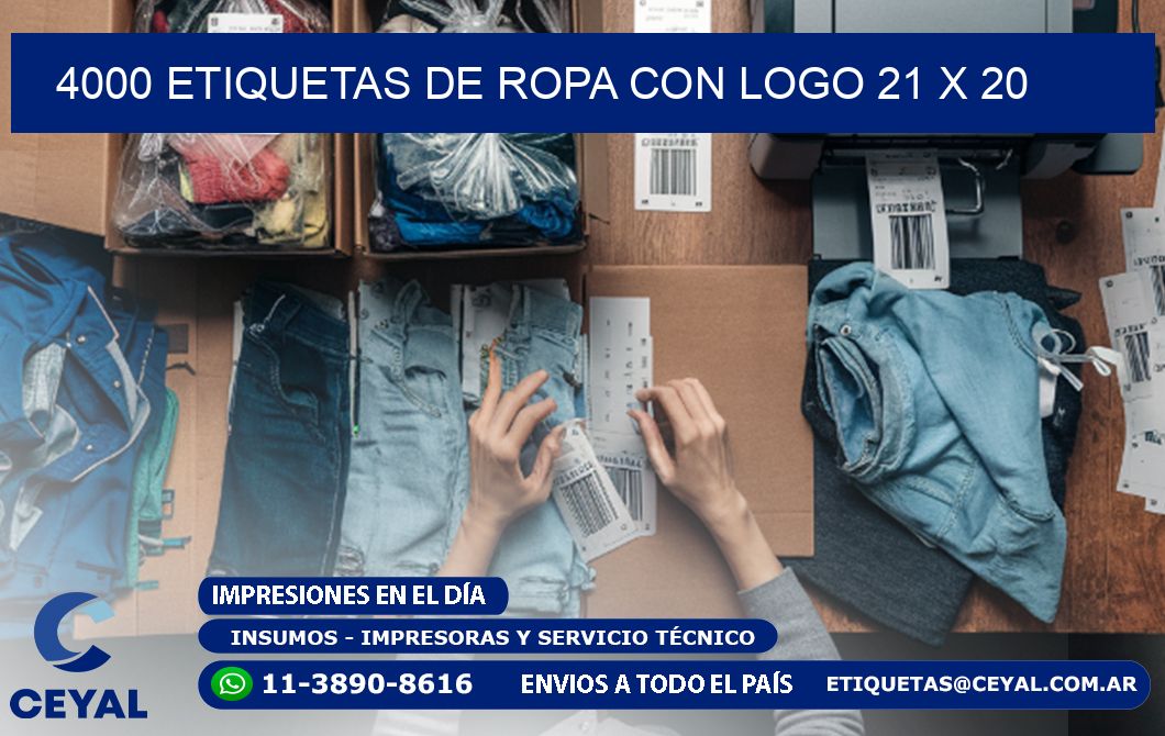 4000 ETIQUETAS DE ROPA CON LOGO 21 x 20