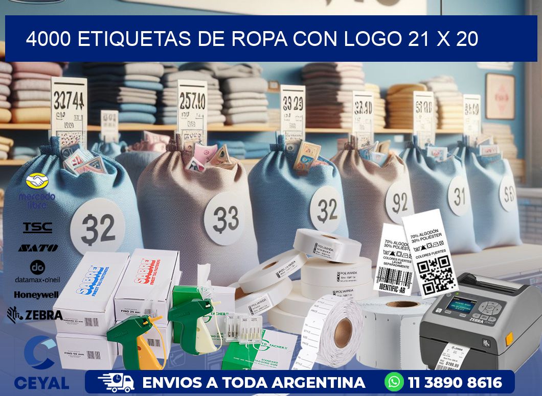 4000 ETIQUETAS DE ROPA CON LOGO 21 x 20