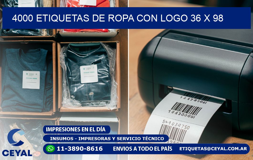 4000 ETIQUETAS DE ROPA CON LOGO 36 x 98