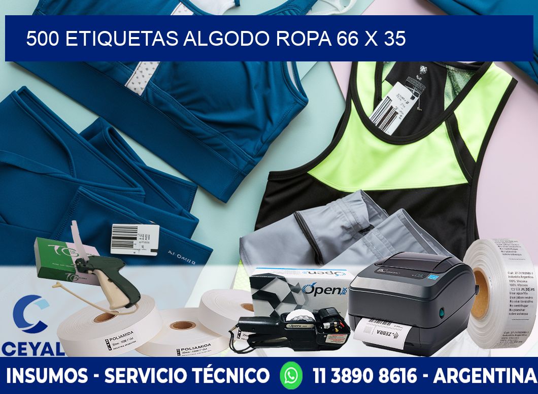 500 ETIQUETAS ALGODO ROPA 66 x 35