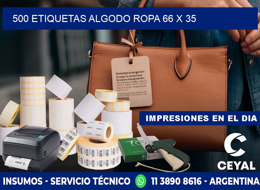 500 ETIQUETAS ALGODO ROPA 66 x 35