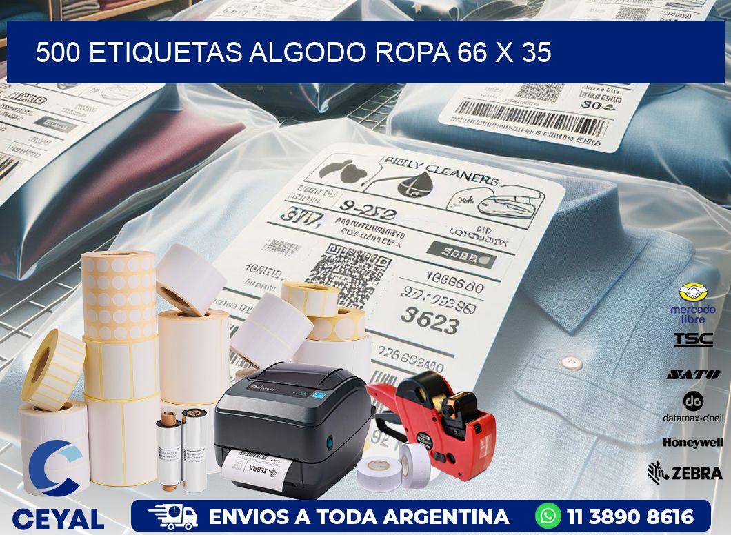 500 ETIQUETAS ALGODO ROPA 66 x 35