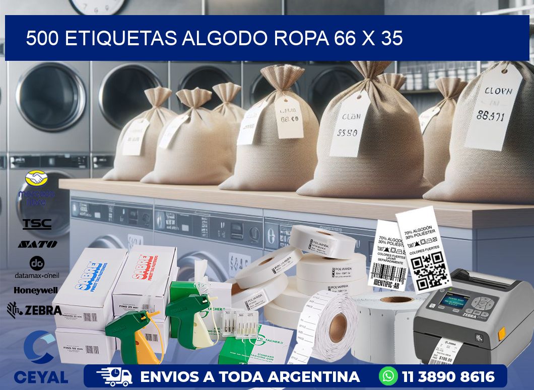 500 ETIQUETAS ALGODO ROPA 66 x 35