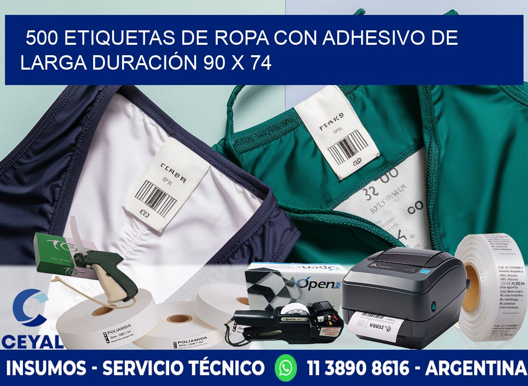 500 ETIQUETAS DE ROPA CON ADHESIVO DE LARGA DURACIÓN 90 x 74