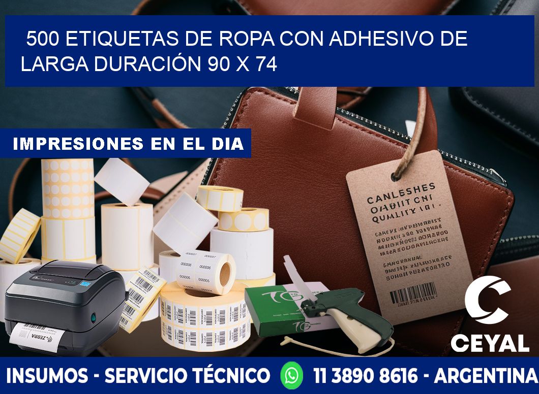 500 ETIQUETAS DE ROPA CON ADHESIVO DE LARGA DURACIÓN 90 x 74