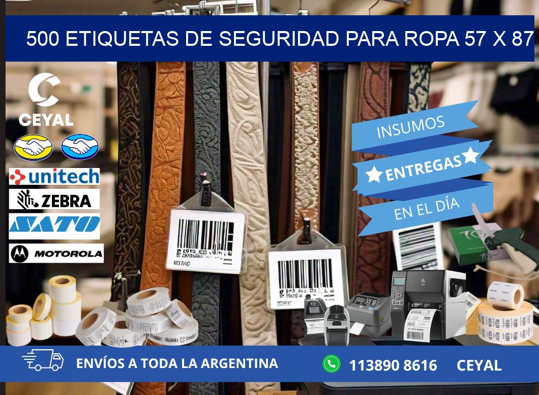 500 ETIQUETAS DE SEGURIDAD PARA ROPA 57 x 87