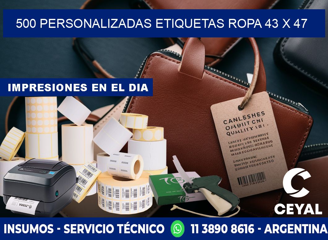 500 PERSONALIZADAS ETIQUETAS ROPA 43 x 47