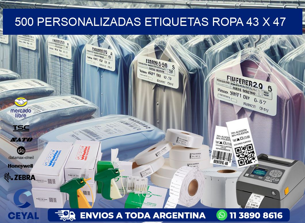 500 PERSONALIZADAS ETIQUETAS ROPA 43 x 47